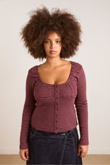 Damson Madder darma ls top - burg stripe