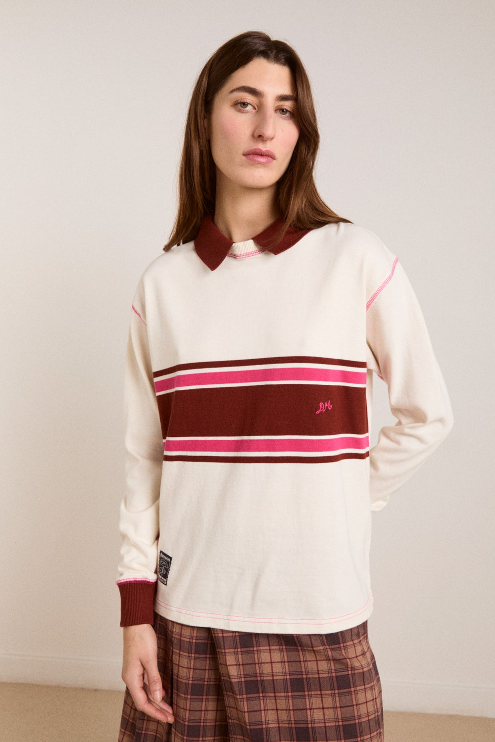 Damson Madder olina placement stripe rugby - ecru