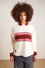 Damson Madder olina placement stripe rugby - ecru