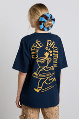 Damson Madder cafe pronto boyfriend tee - navy