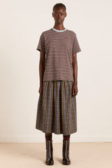 Damson Madder ariel relaxed ss tee - brown/blue stripe