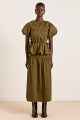 Damson Madder hadley blouse - olive cotton satin