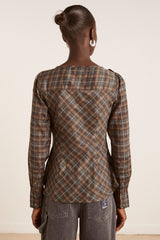Damson Madder lemi sheer blouse - multi check