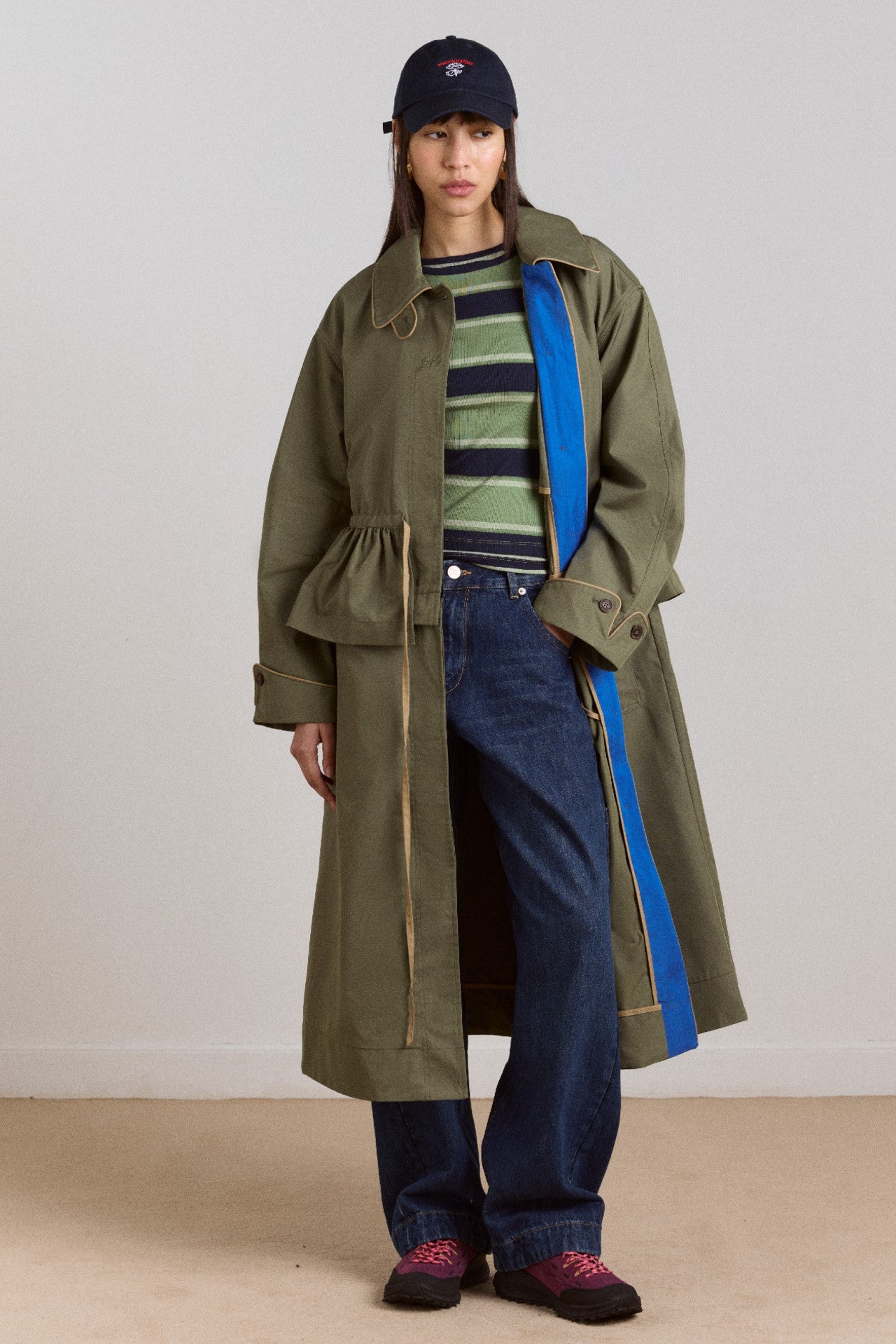 Damson Madder multi-wear myrtle trench in khaki