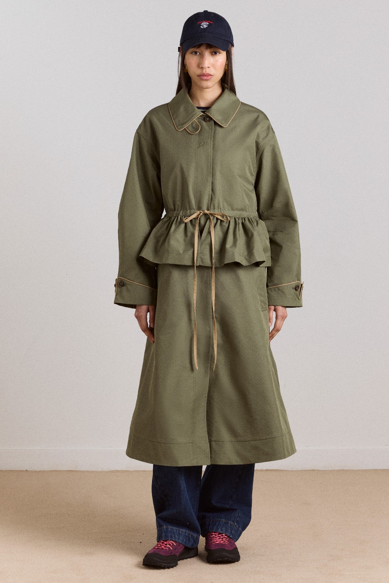Damson Madder multi-wear myrtle trench in khaki