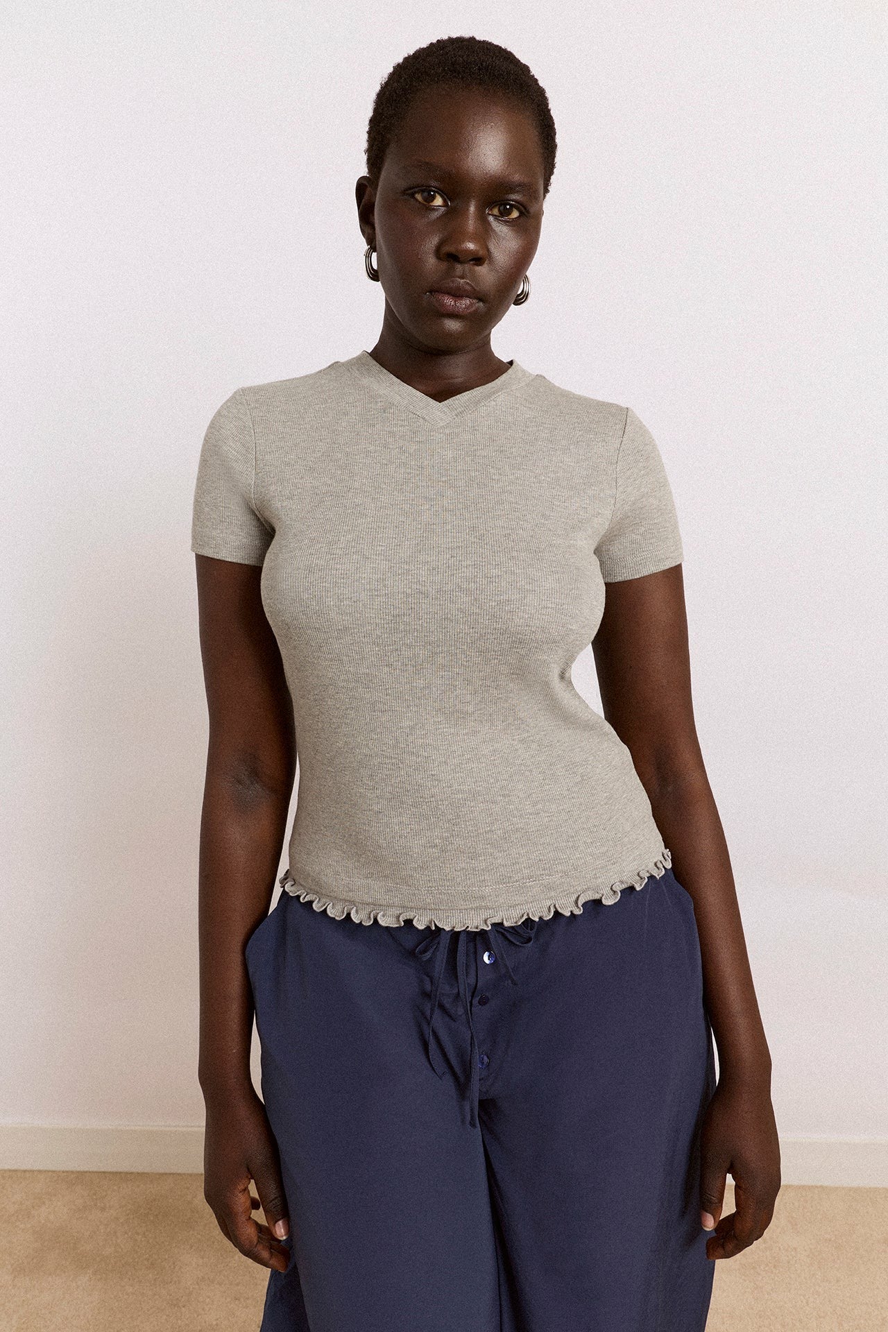 Damson Madder zola short sleeve tee - grey marl