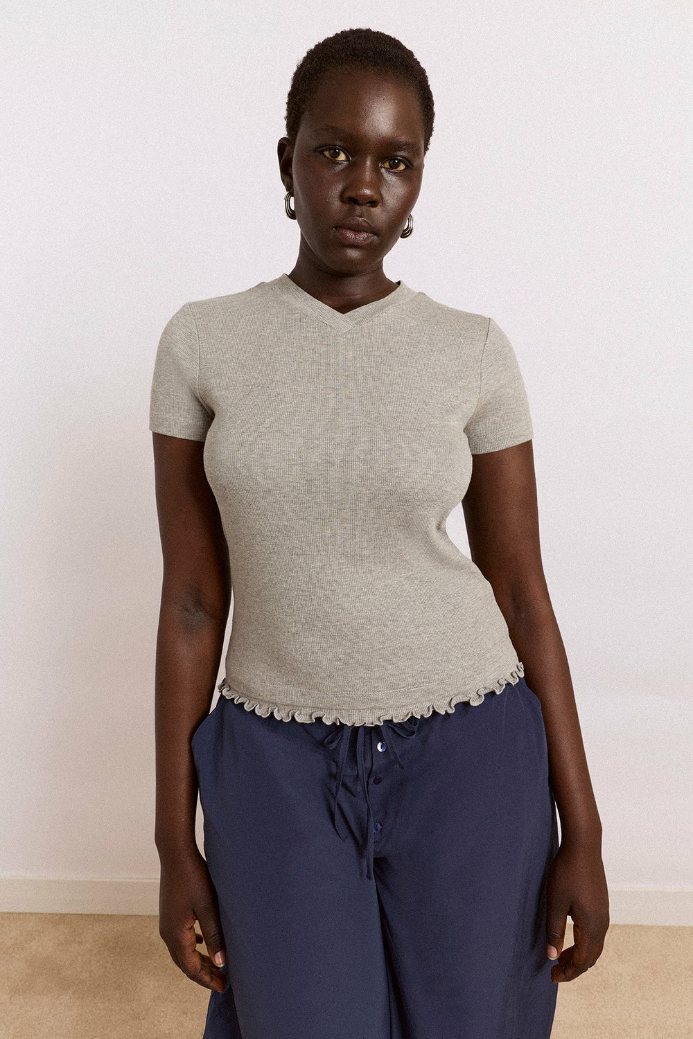 Damson Madder zola short sleeve tee - grey marl