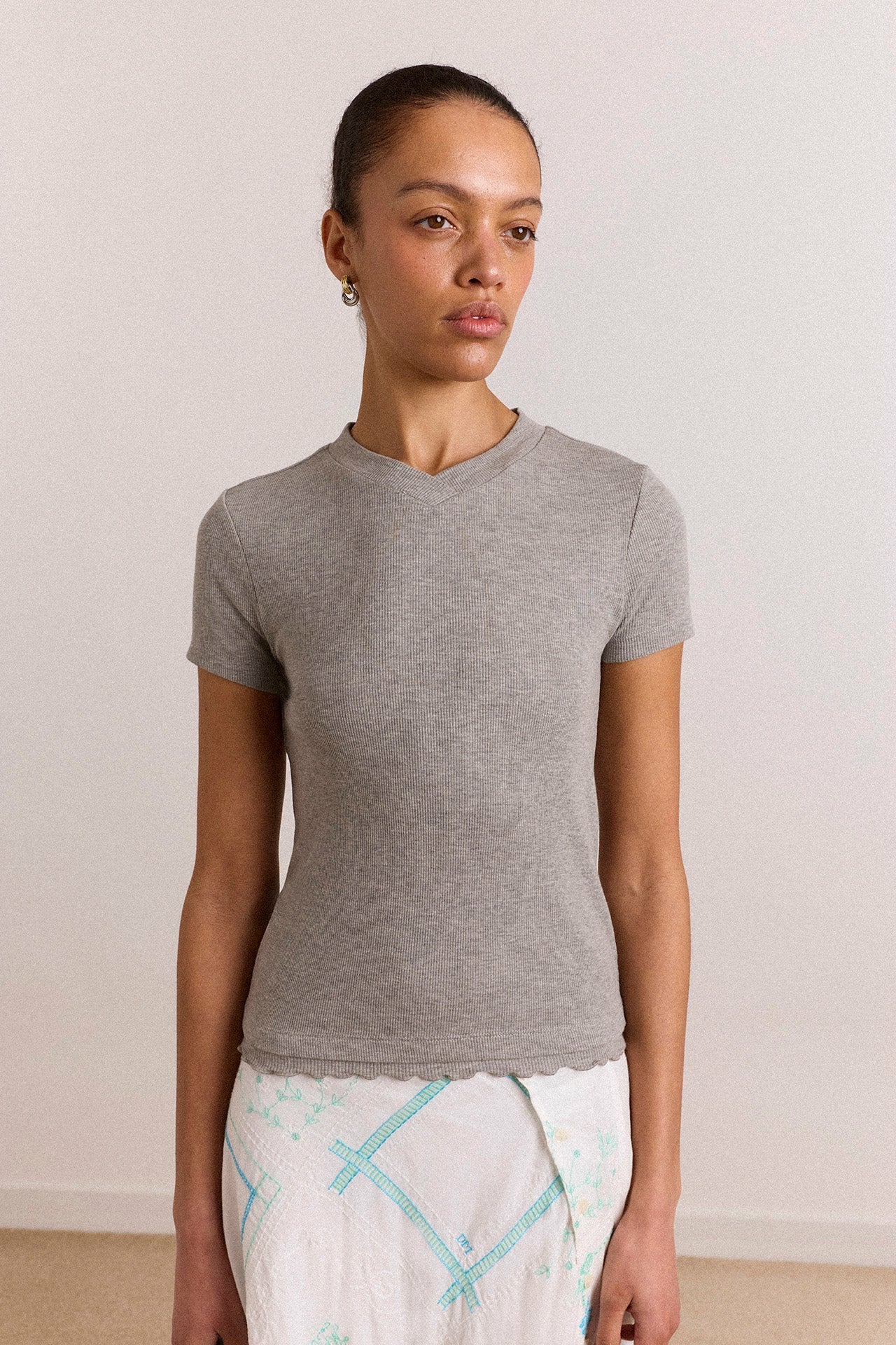 Damson Madder zola short sleeve tee - grey marl