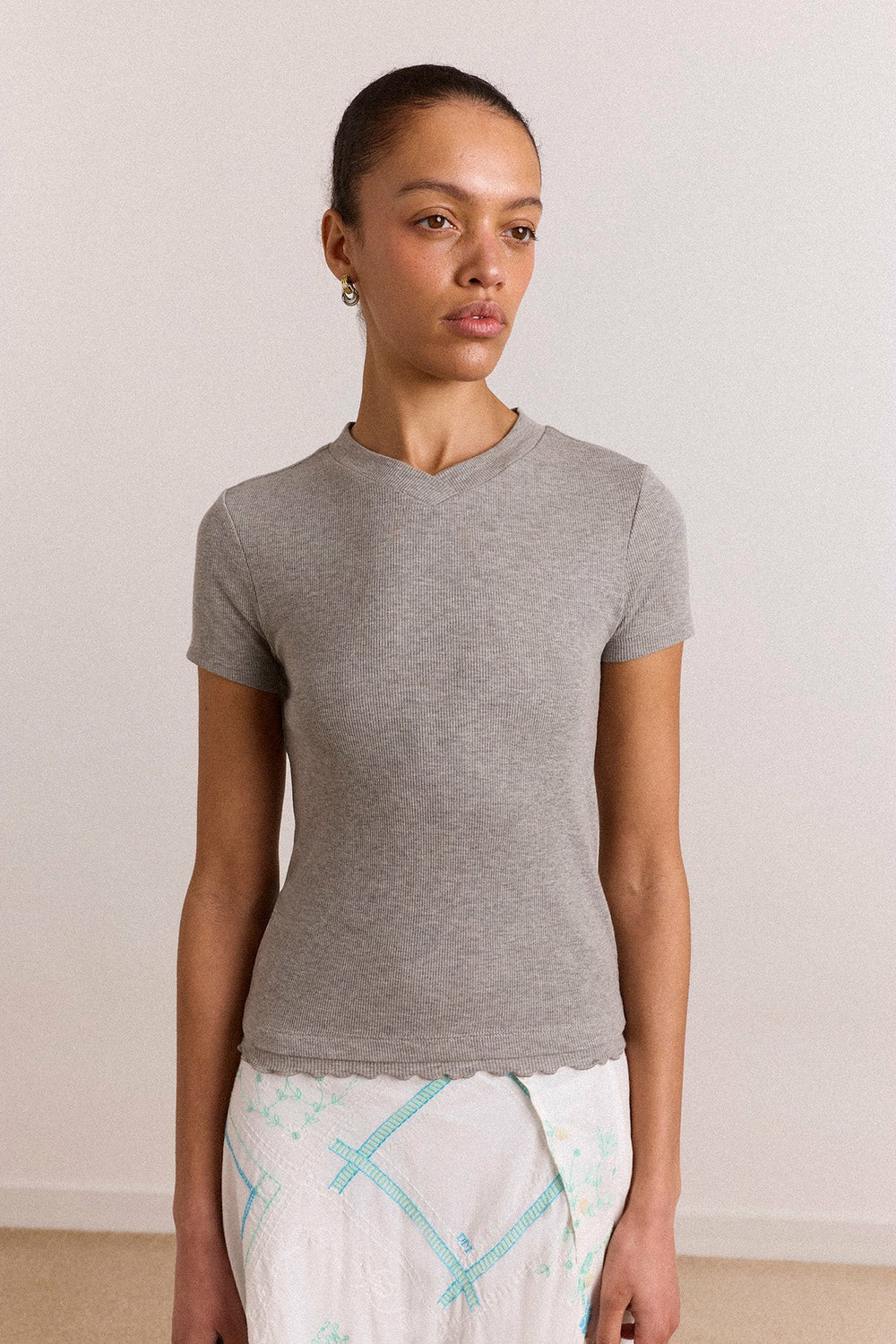 Damson Madder zola short sleeve tee - grey marl