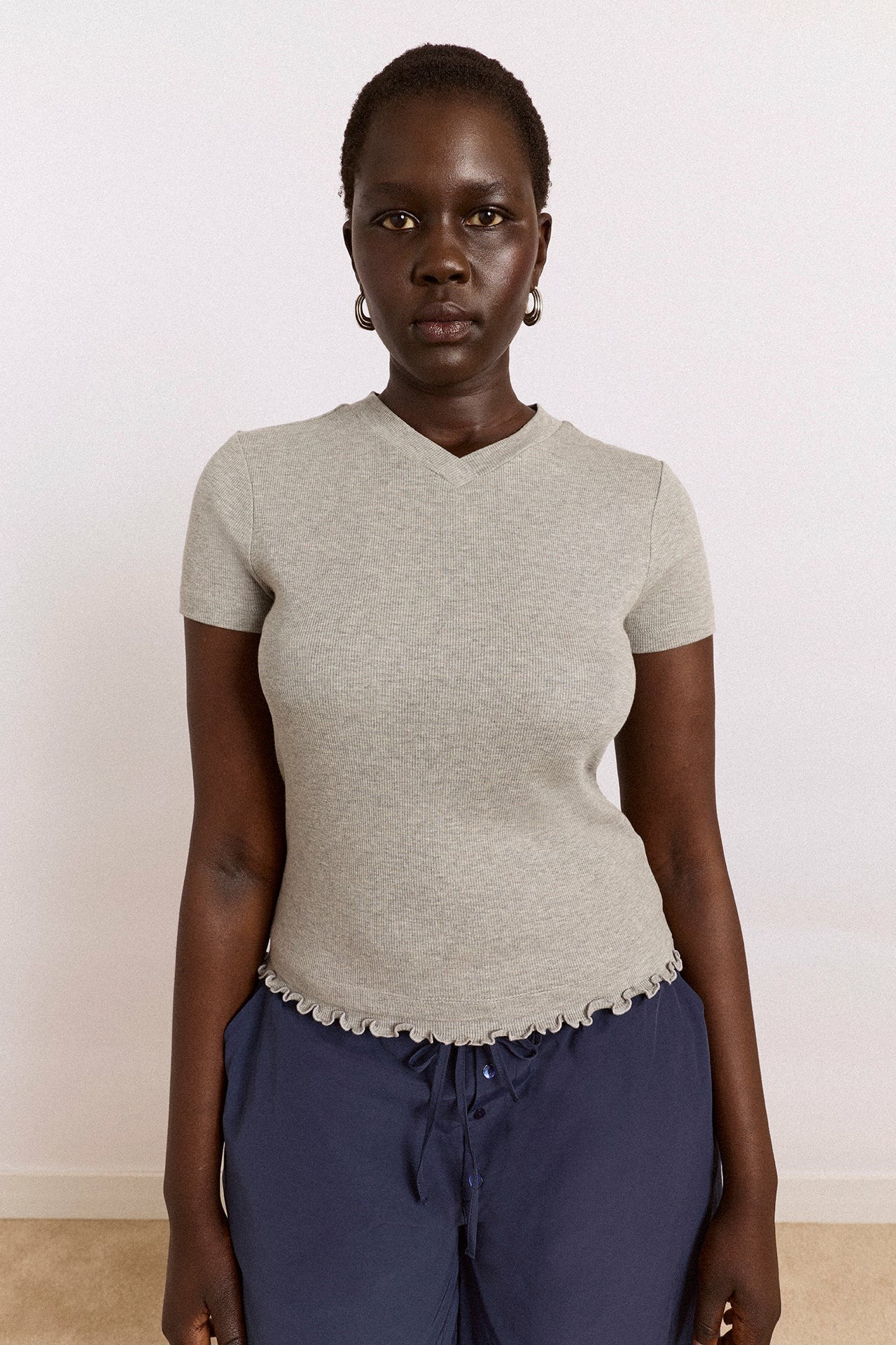 Damson Madder zola short sleeve tee - grey marl