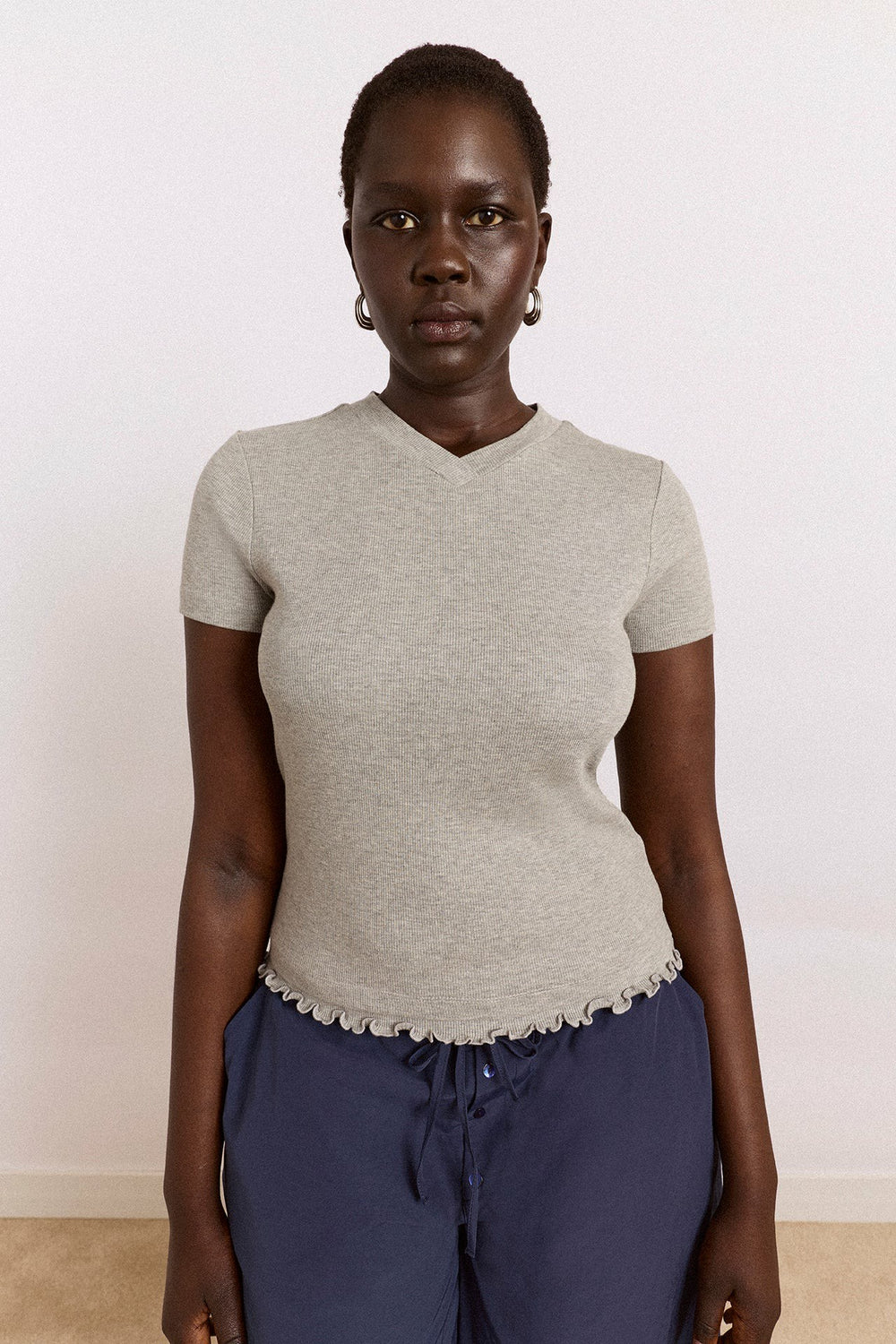 Damson Madder zola short sleeve tee - grey marl