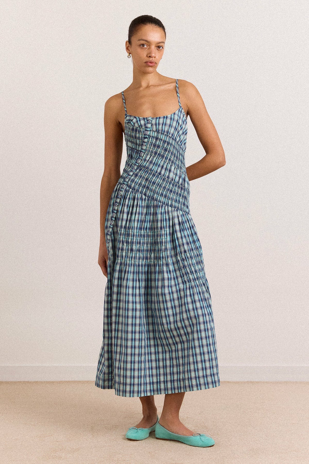 Damson Madder lyra midi dress - tomboy check