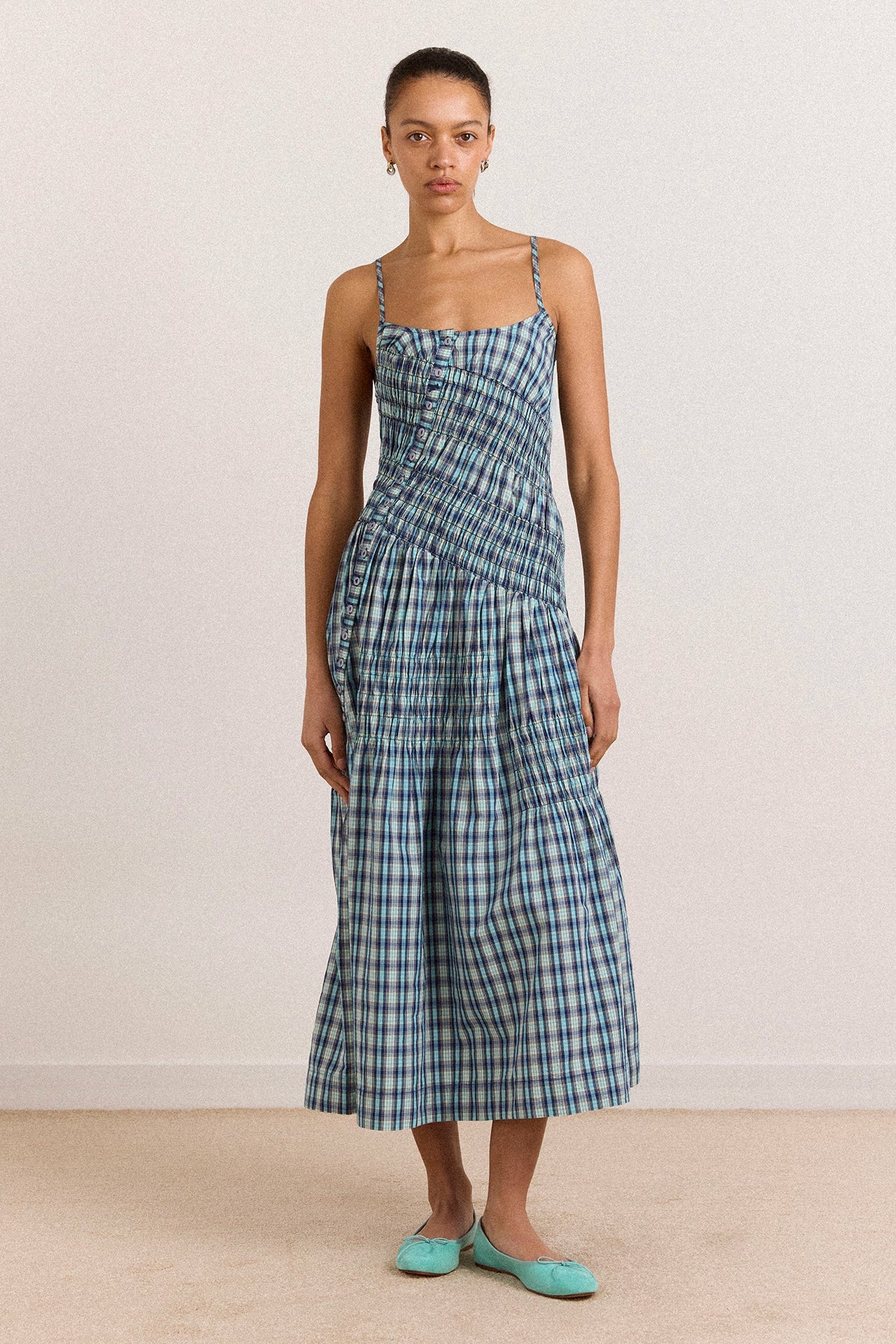 Damson Madder lyra midi dress - tomboy check