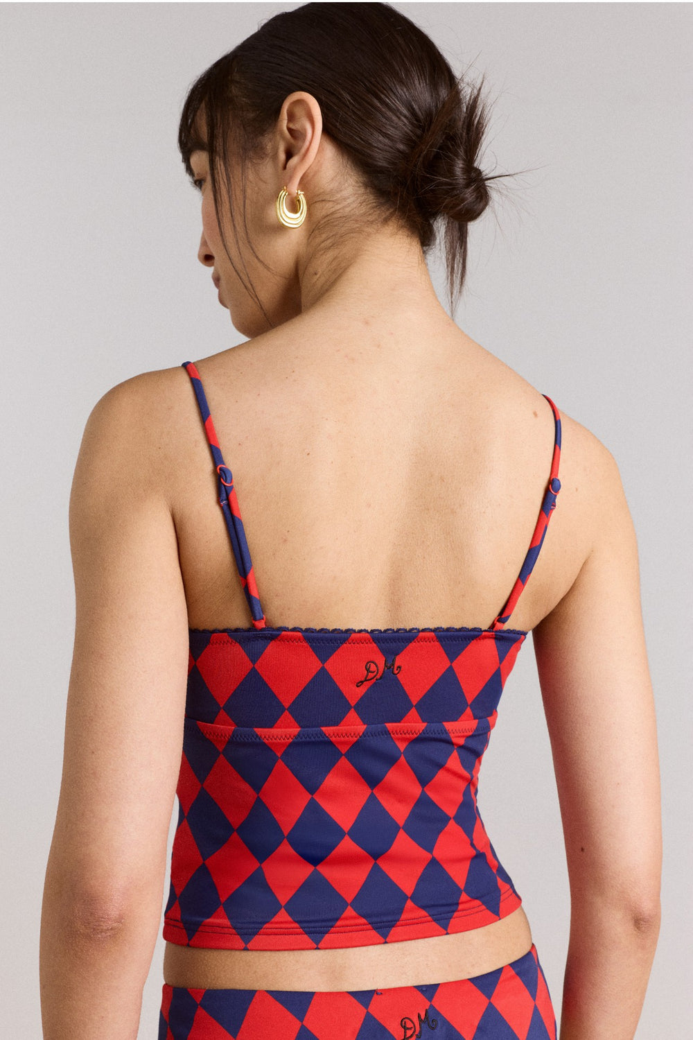 Damson Madder wren tankini top - harlequin print