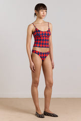 Damson Madder wren tankini top - harlequin print