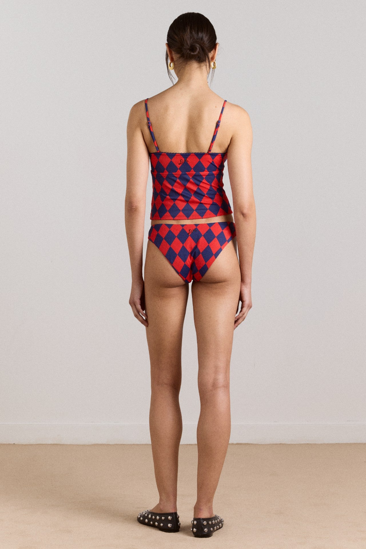 Damson Madder wren tankini top - harlequin print
