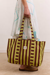 Damson Madder large canvas tote bag - green stripe