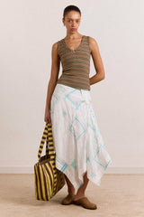 Damson Madder large canvas tote bag - green stripe