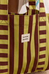Damson Madder large canvas tote bag - green stripe