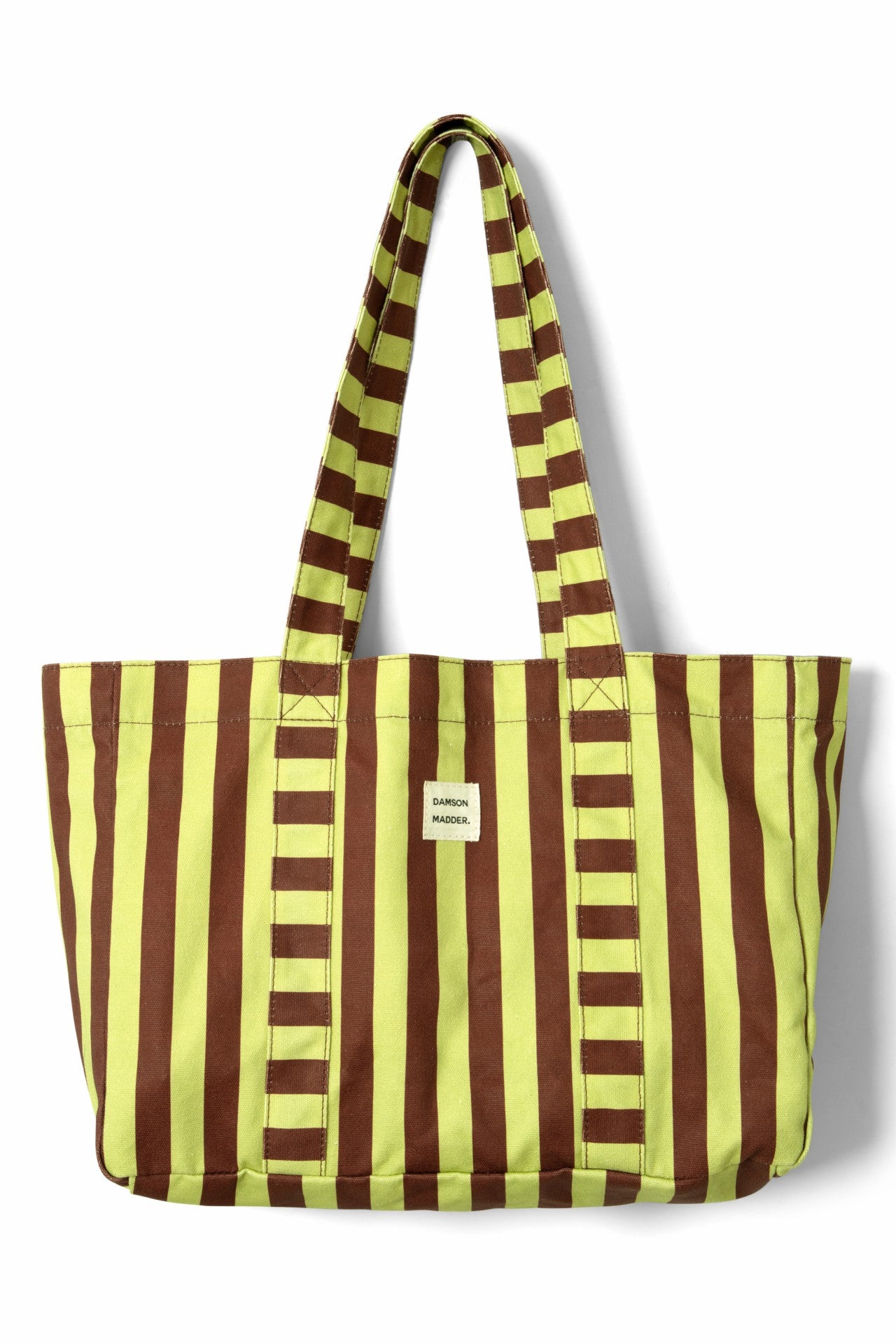 Damson Madder large canvas tote bag - green stripe