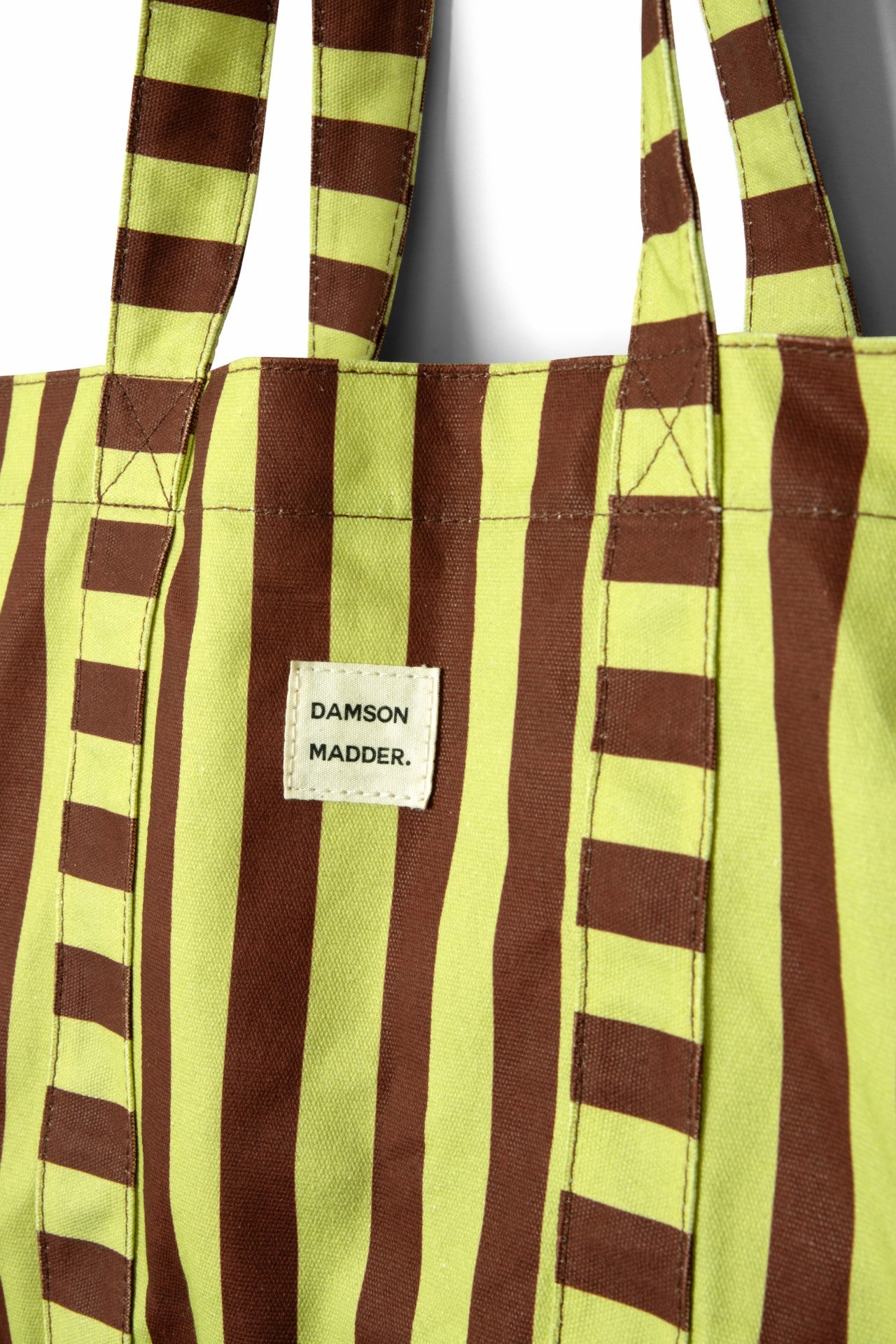 Damson Madder large canvas tote bag - green stripe
