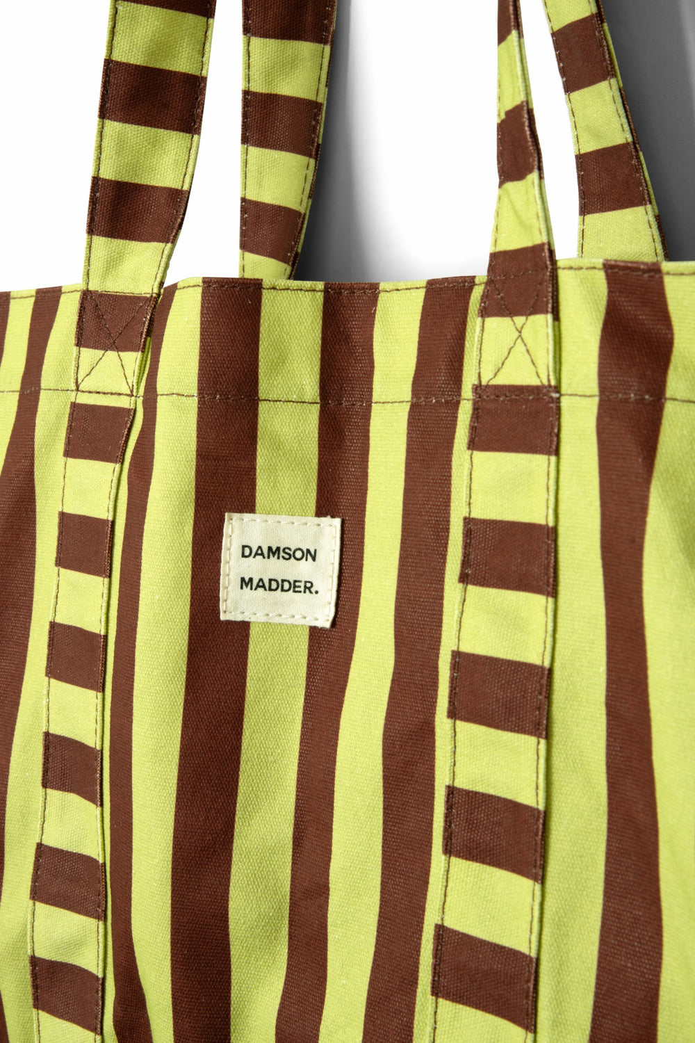 Damson Madder large canvas tote bag - green stripe
