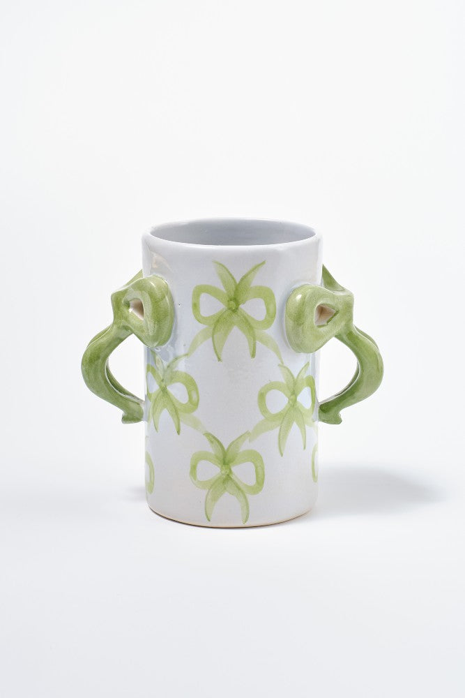 Damson Madder hand painted bow handle vase - bow design
