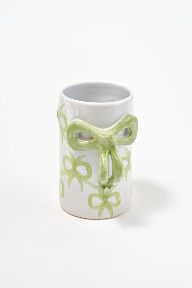 Damson Madder hand painted bow handle vase - bow design