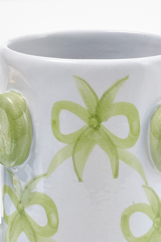 Damson Madder hand painted bow handle vase - bow design