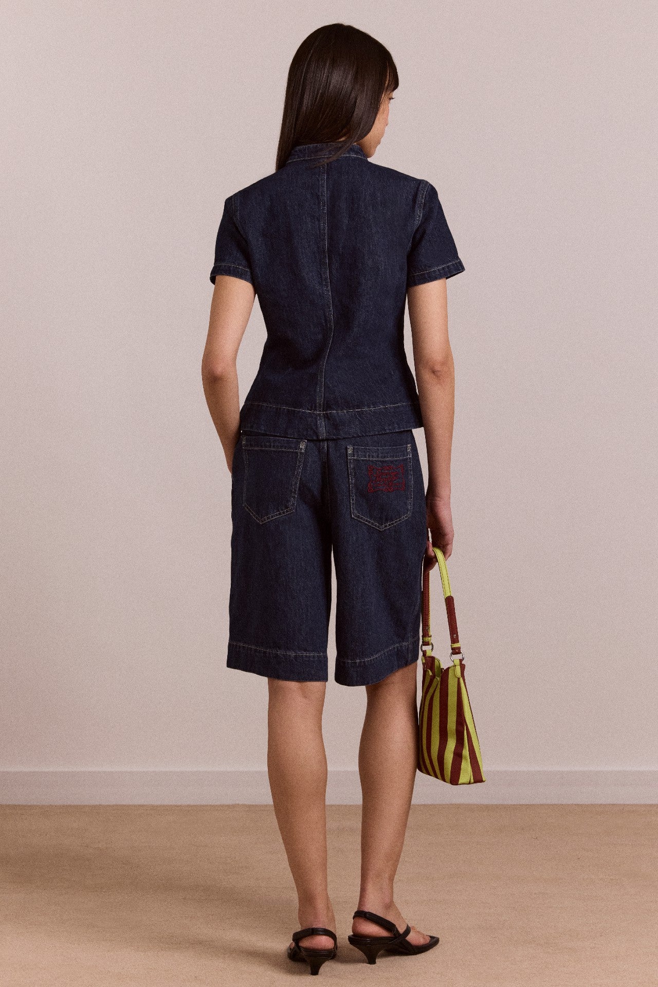 Damson Madder nelly button trim top - indigo