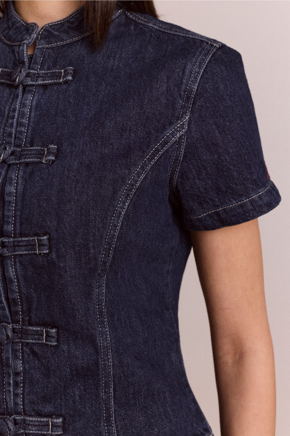 Damson Madder nelly button trim top - indigo