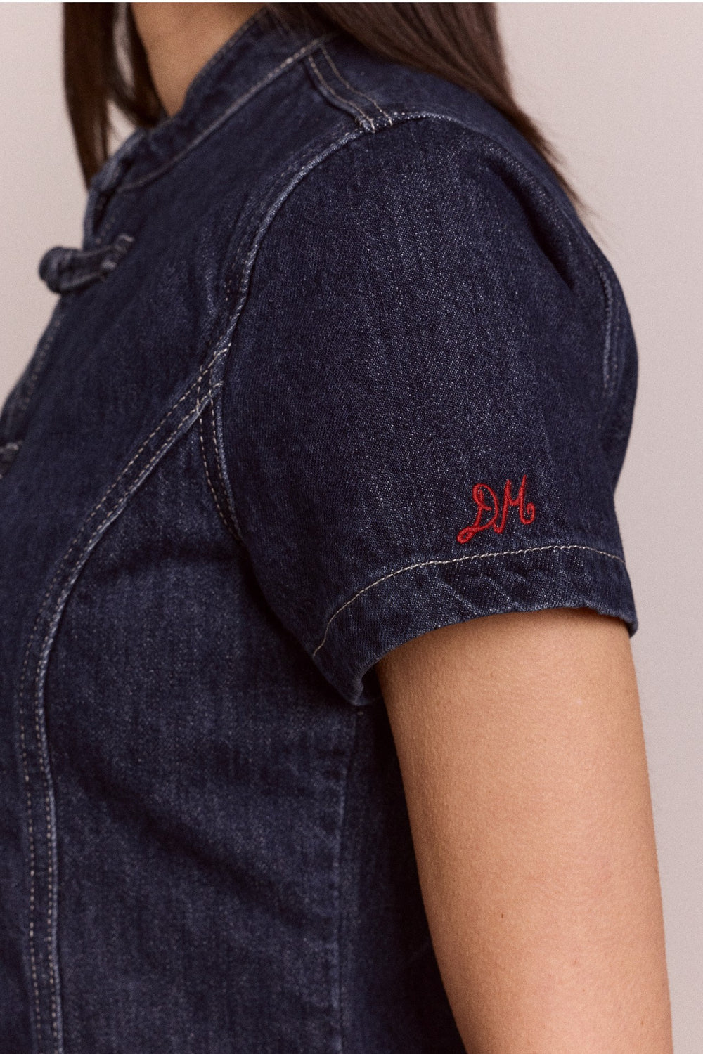 Damson Madder nelly button trim top - indigo