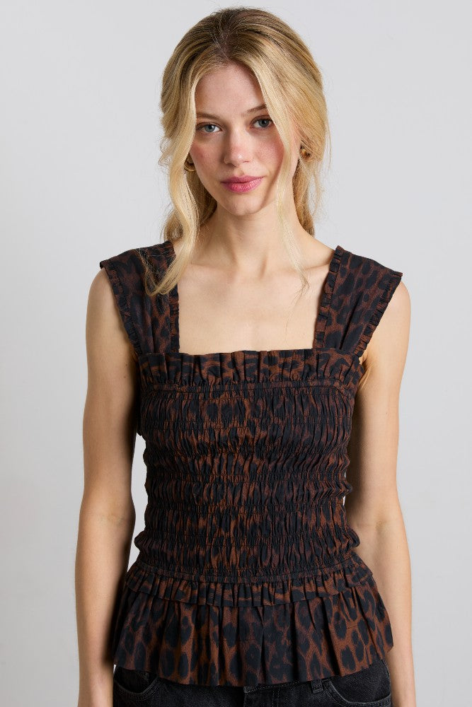 Damson Madder tish shirred cami - dark leopard