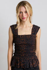 Damson Madder tish shirred cami - dark leopard