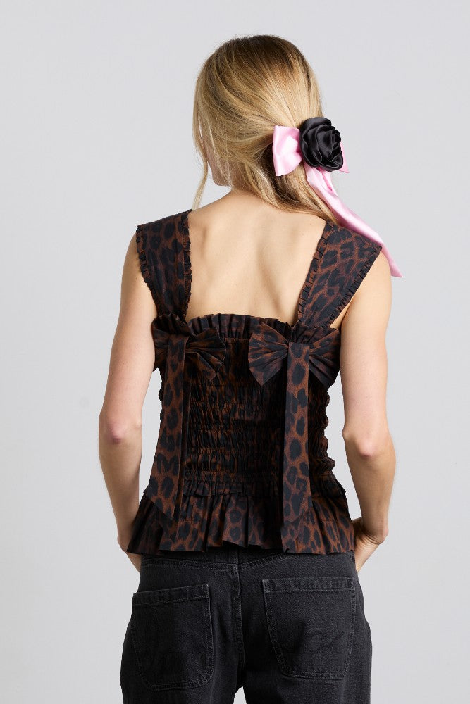 Damson Madder tish shirred cami - dark leopard