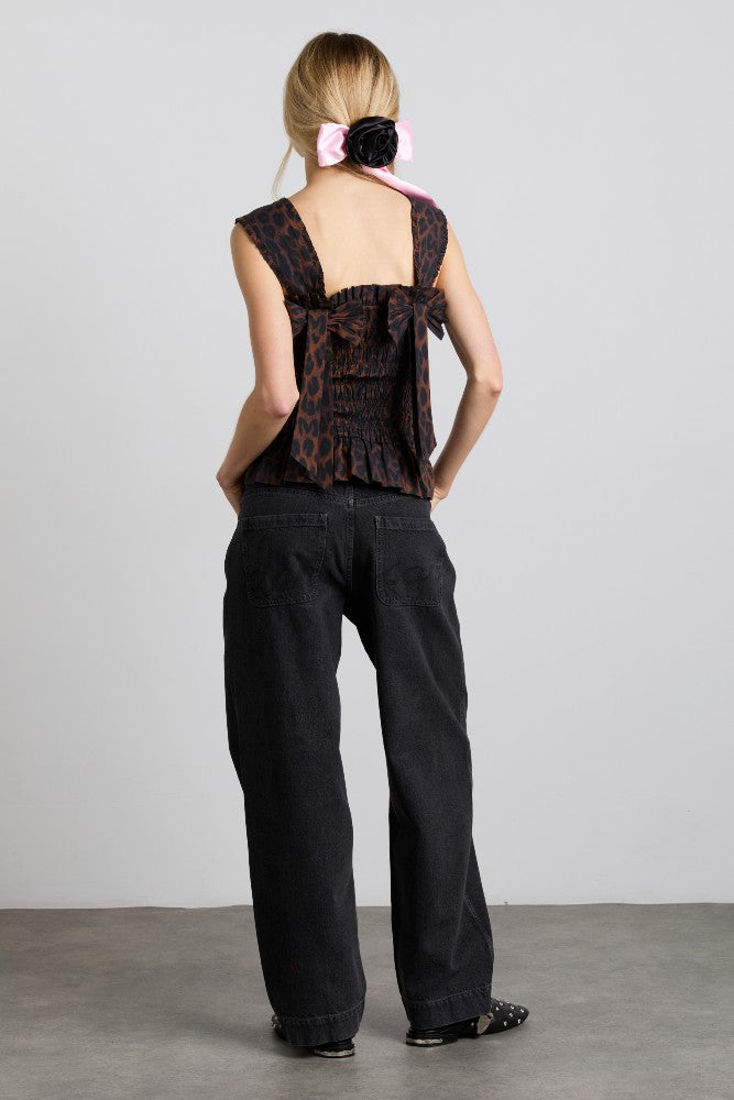 Damson Madder tish shirred cami - dark leopard