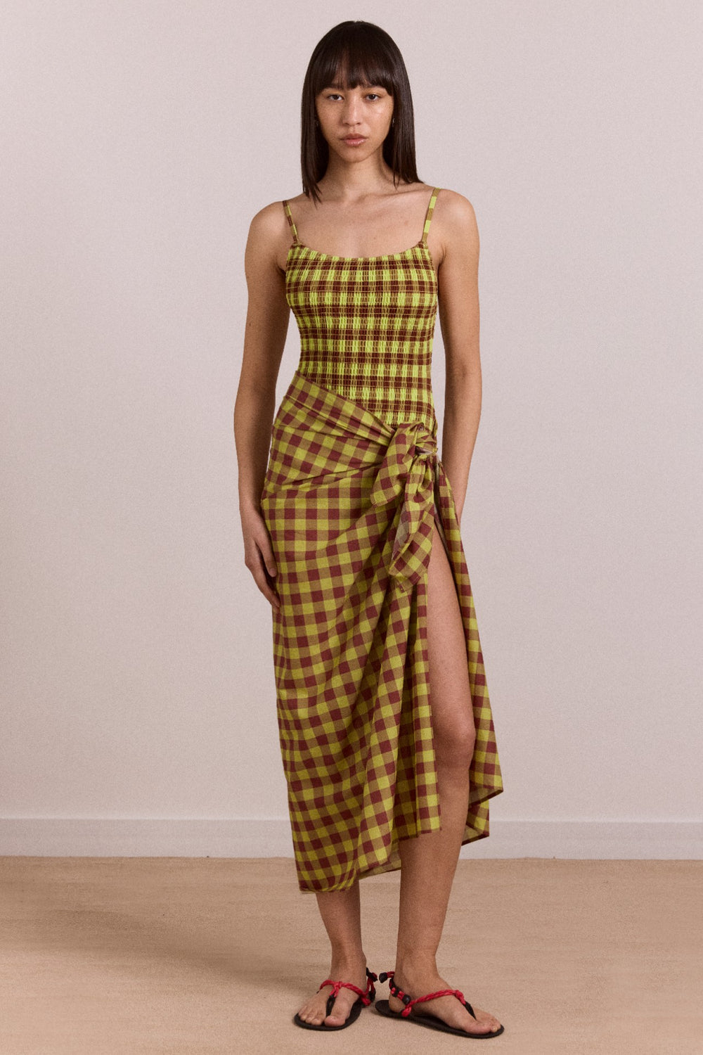 Damson Madder sarong - avo choc gingham
