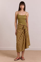 Damson Madder sarong - avo choc gingham