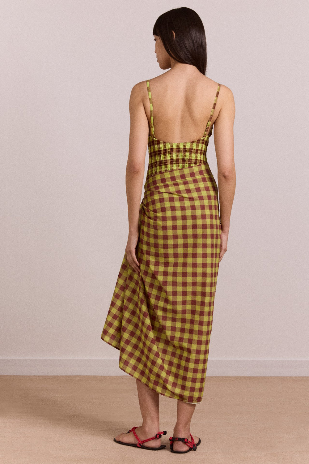 Damson Madder sarong - avo choc gingham