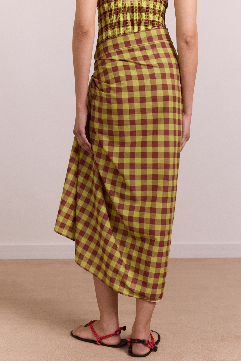 Damson Madder sarong - avo choc gingham