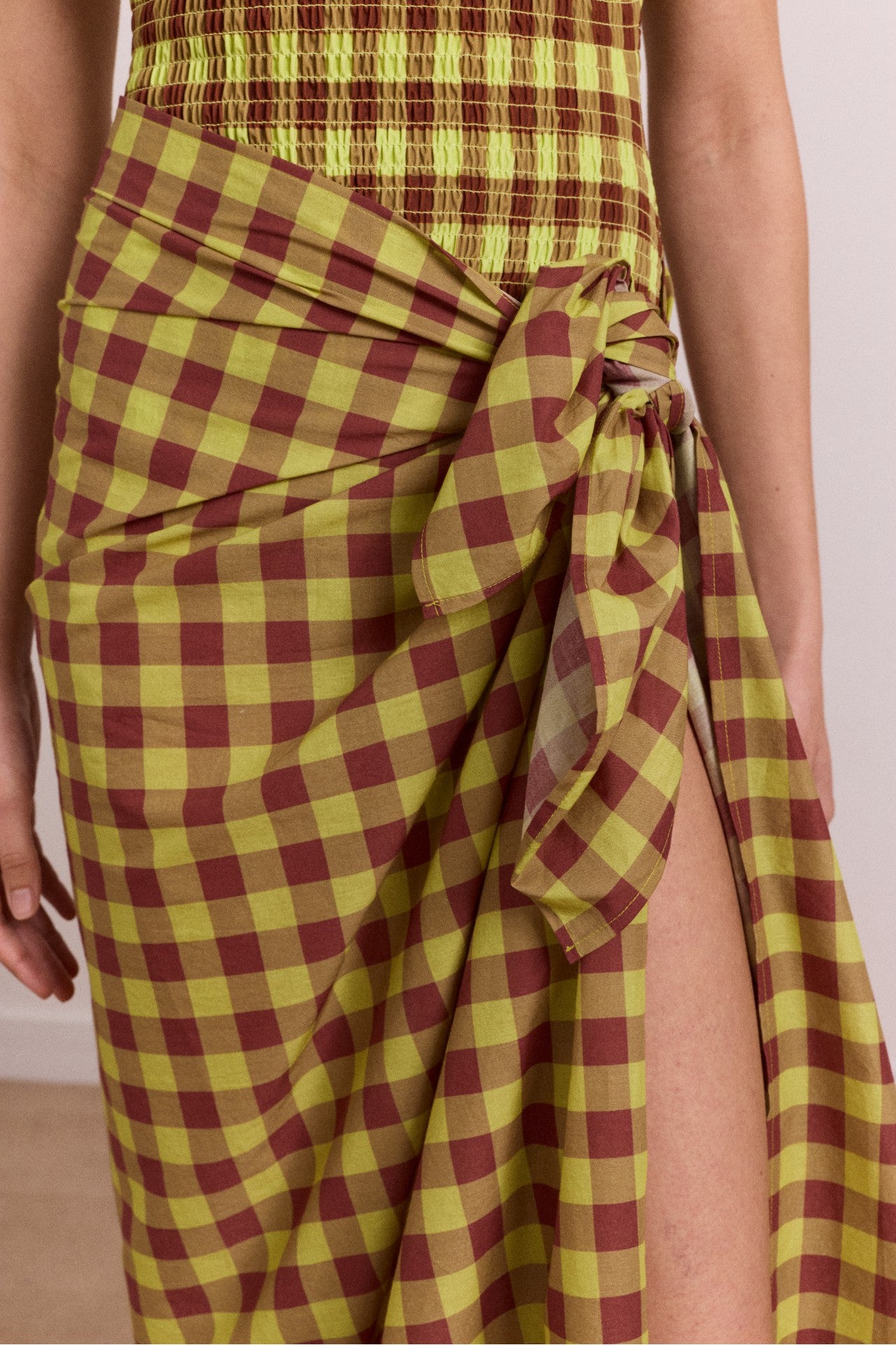 Damson Madder sarong - avo choc gingham