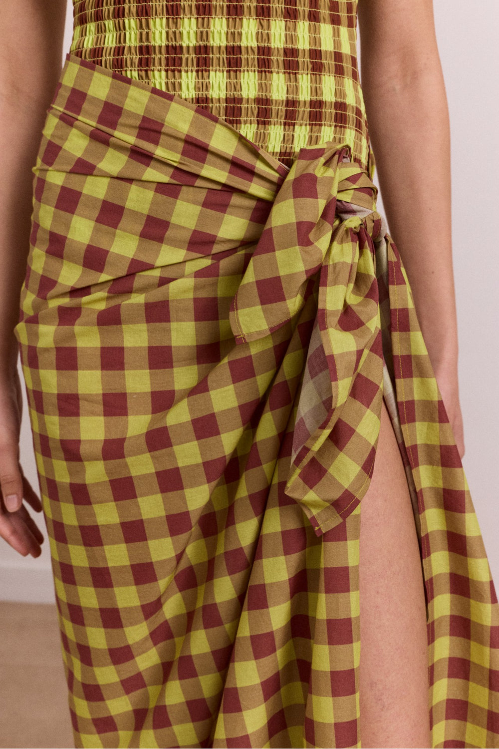 Damson Madder sarong - avo choc gingham