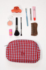 Damson Madder wash bag - blue and red gingham