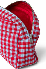 Damson Madder wash bag - blue and red gingham