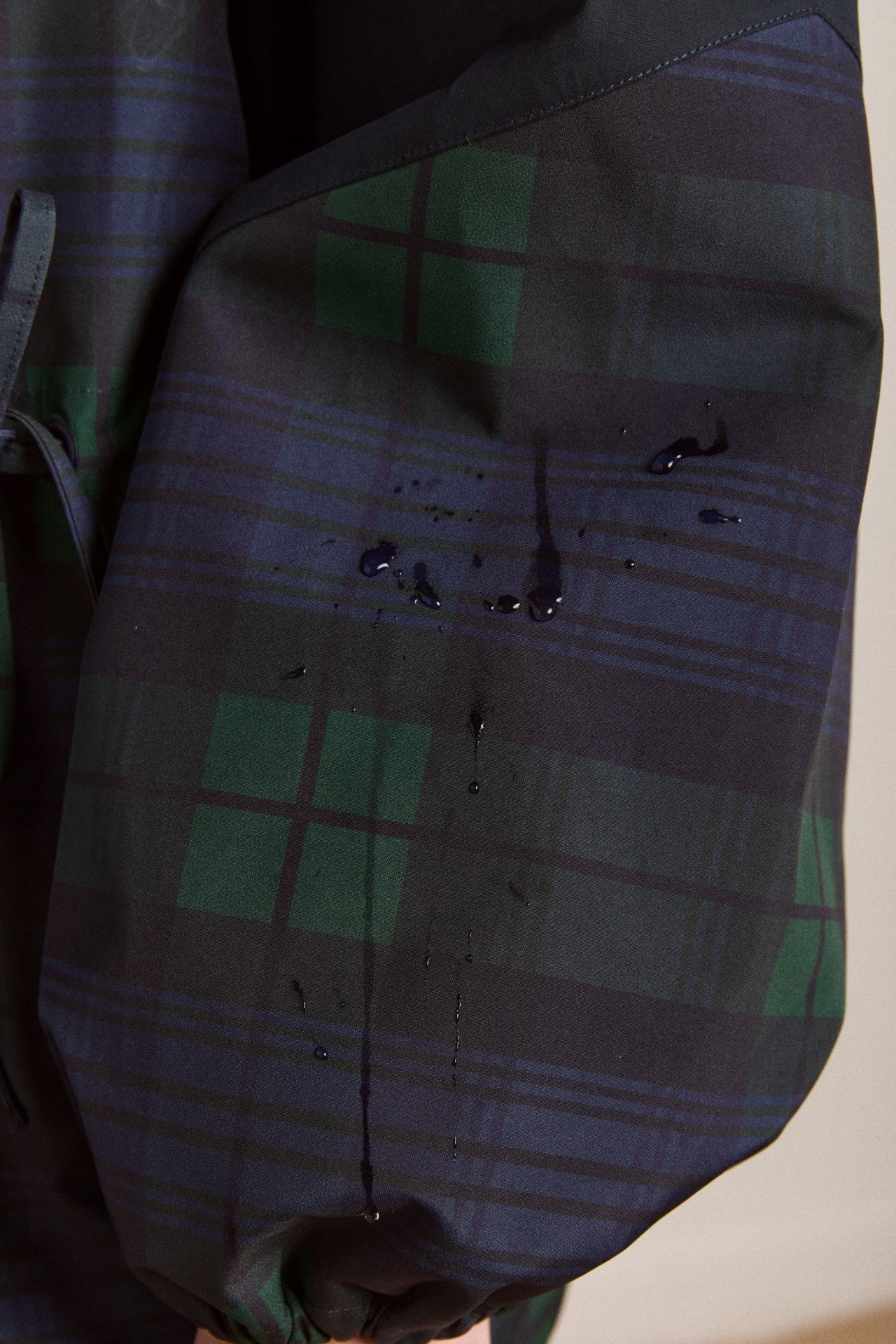 Damson Madder Navy Check Rain Coat | Cinched Waist Rain Jacket