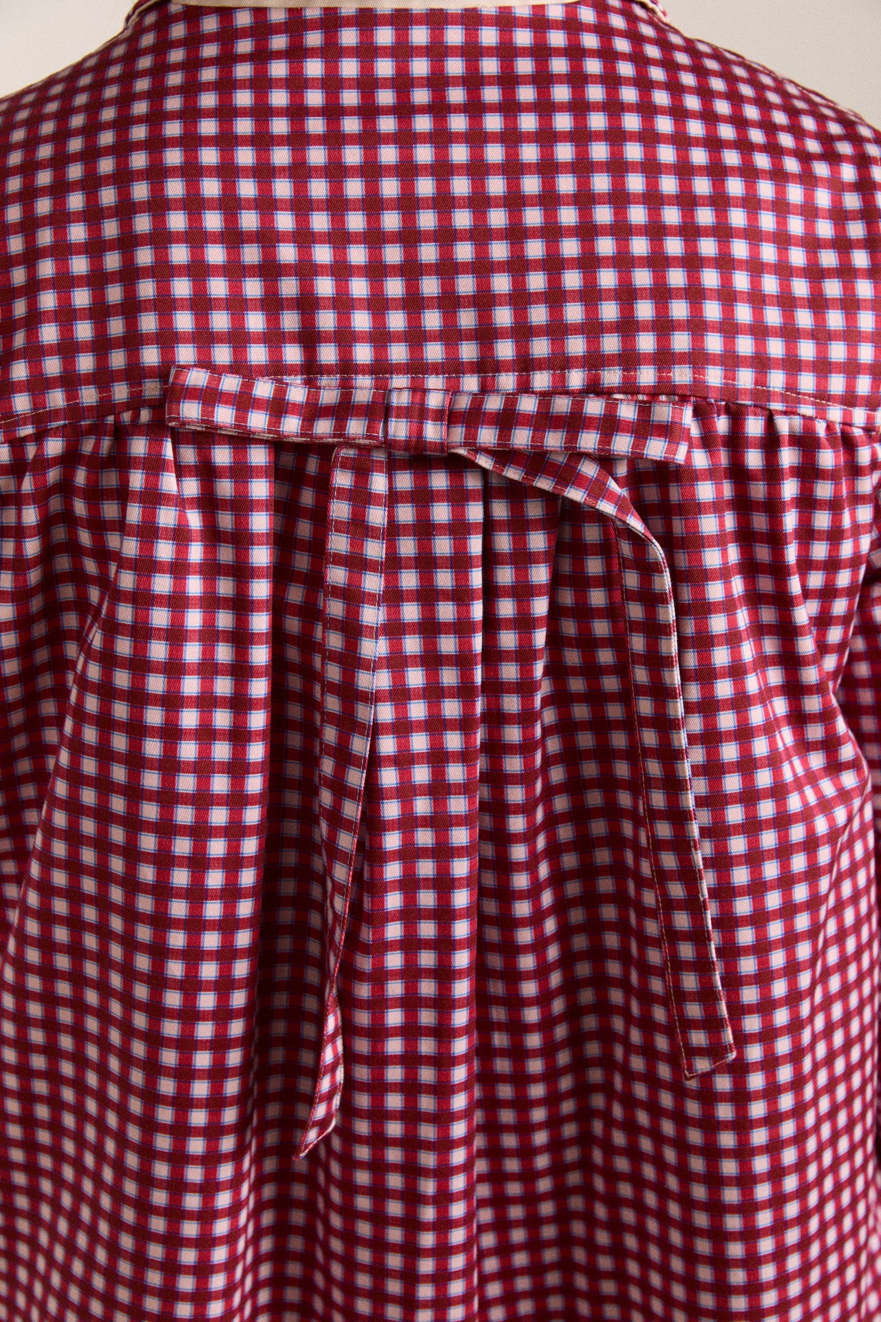 Damson Madder mercedes bow reversible trench - ecru & gingham coat