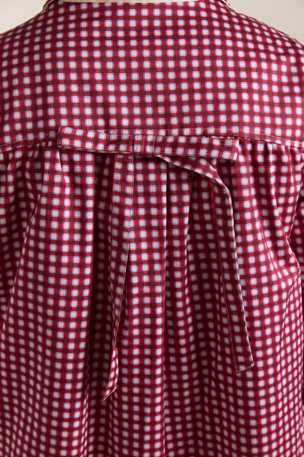Damson Madder mercedes bow reversible trench - ecru & gingham coat