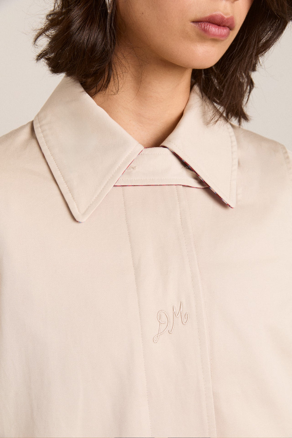Damson Madder mercedes bow reversible trench - ecru & gingham coat