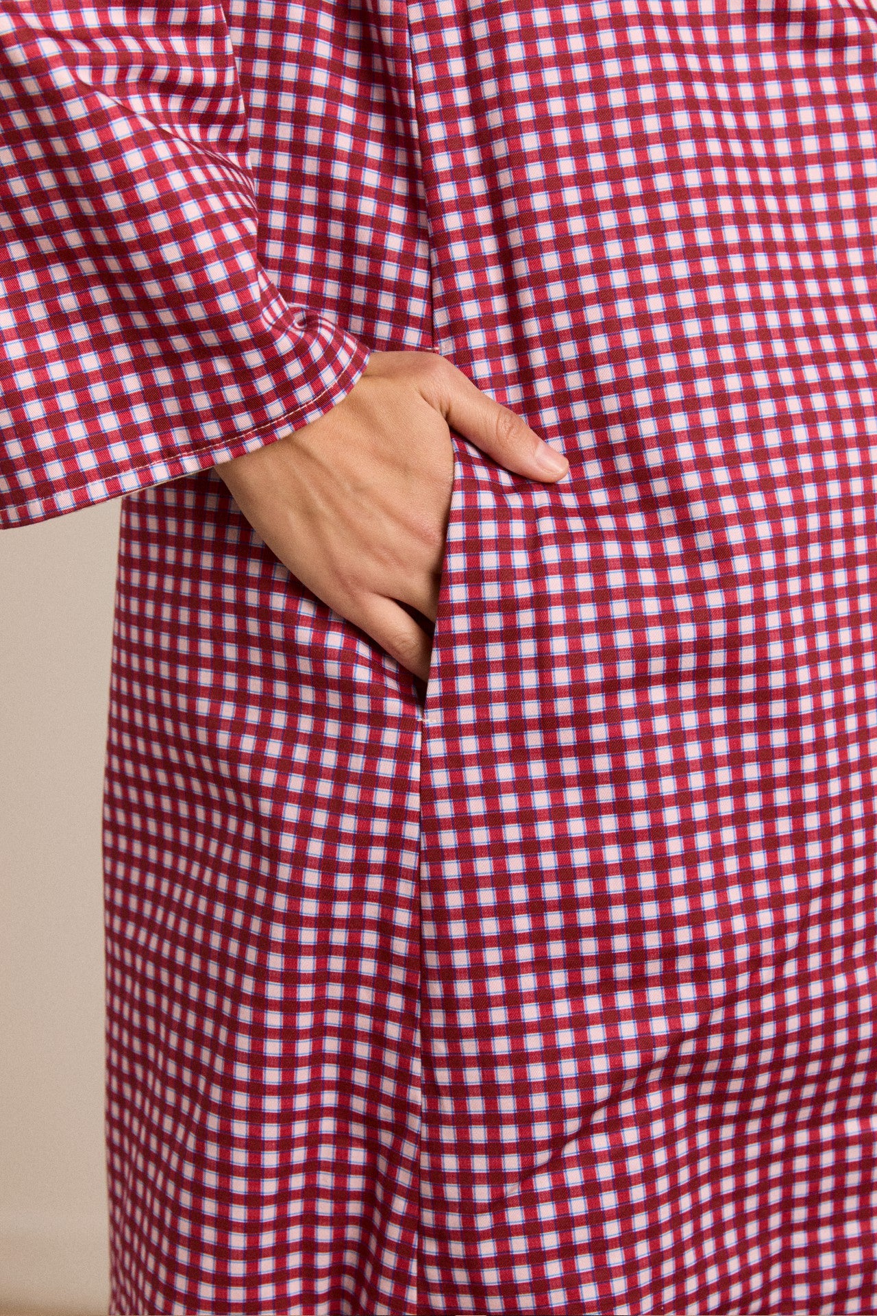 Damson Madder mercedes bow reversible trench - ecru & gingham coat
