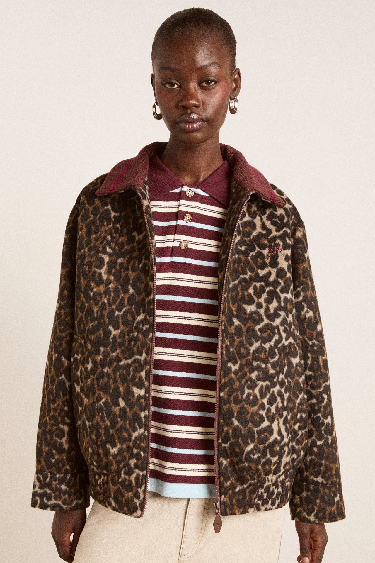 Damson Madder Pixie Bomber Jacket - Leopard